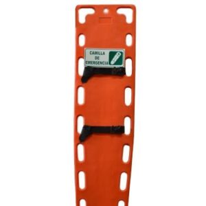 Camilla rigida portable naranja con arnes y fijador de cuello