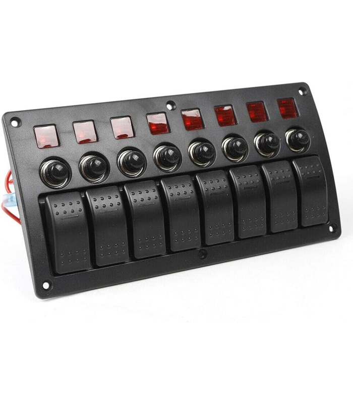 SWICHT-8-LED Switch Control led 8 interruptores 5a + 10a +15a DC 12/24 V - Imagen 1
